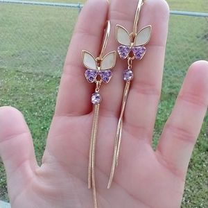 Butterfly Hoop/Tassel Earrings NWT By Betsey